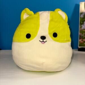 Squishmallows Fluorescent Yellow Corgi Dog 8” Plush 2019 Stuffed Animal EUC